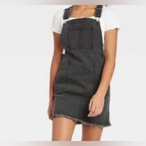 black wash faded denim overall dress